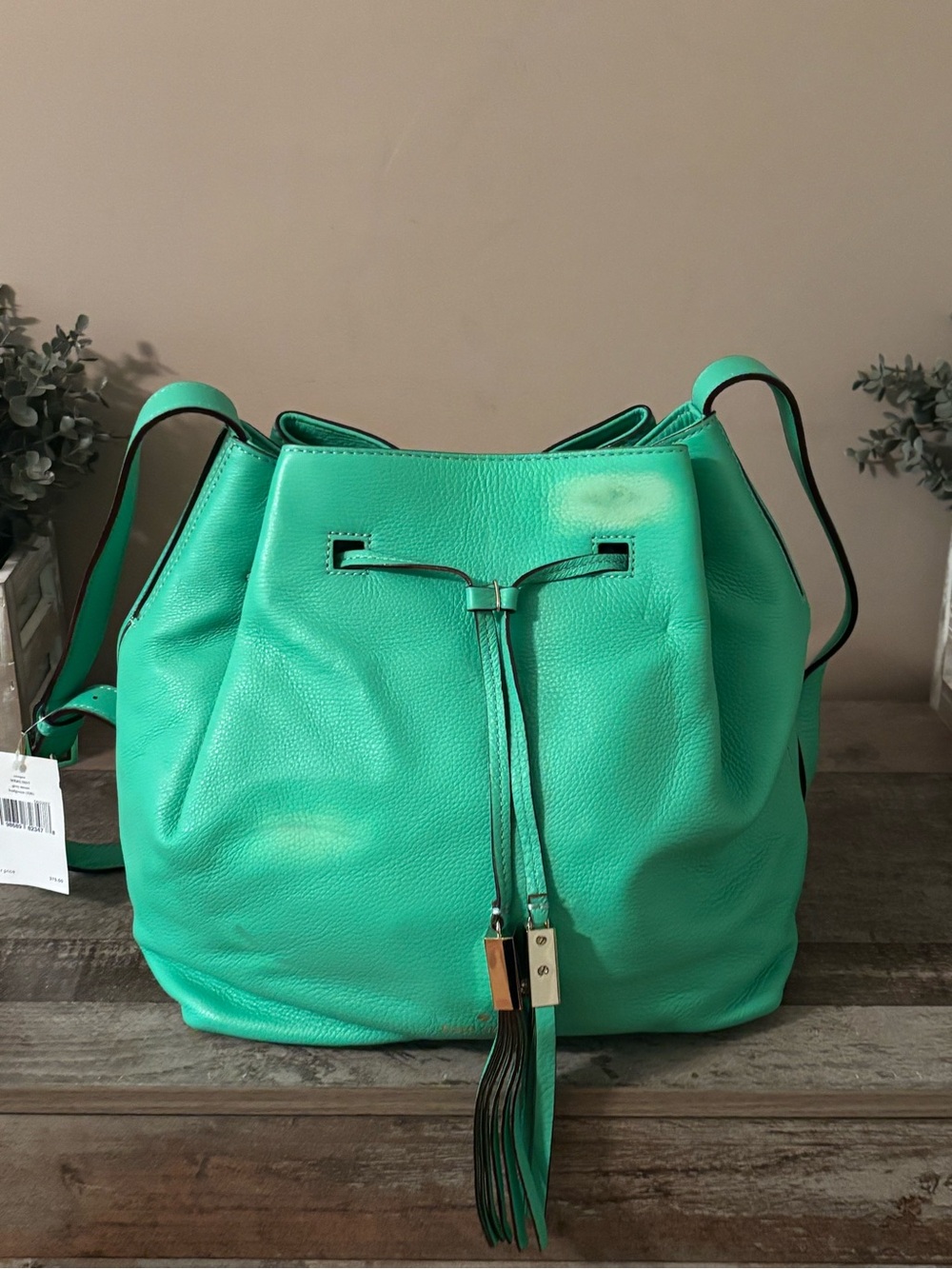 KATE SPADE Green Drawstring Leather Bucket Bag - NWT